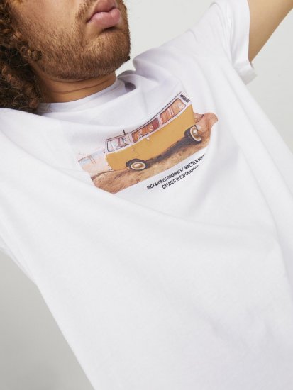 Jack & Jones Copenhagen Photo T-Shirt White - Kratke Majice - Moške kratke majice za močnejše postave