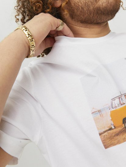 Jack & Jones Copenhagen Photo T-Shirt White - Kratke Majice - Moške kratke majice za močnejše postave