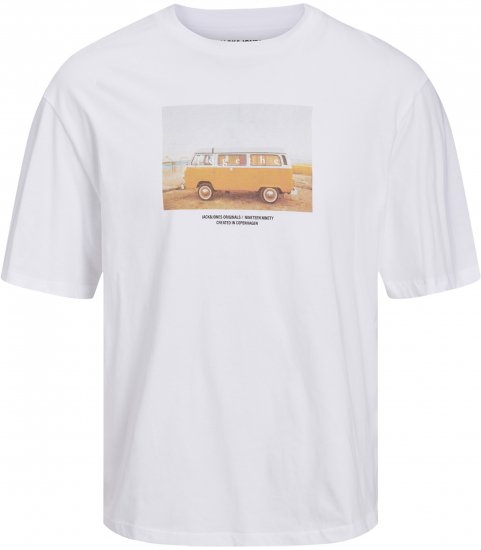Jack & Jones Copenhagen Photo T-Shirt White - Kratke Majice - Moške kratke majice za močnejše postave