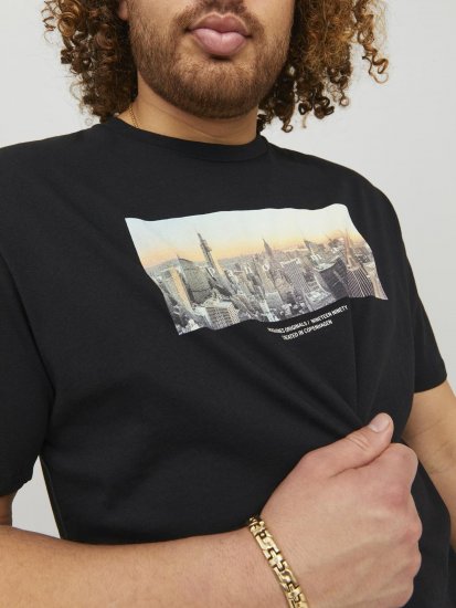 Jack & Jones Copenhagen Photo T-Shirt Black - Kratke Majice - Moške kratke majice za močnejše postave