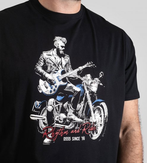 D555 Derby T-Shirt Rhythm and Rides Navy - Kratke Majice - Moške kratke majice za močnejše postave