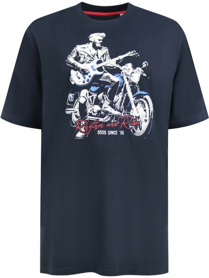 D555 Derby T-Shirt Rhythm and Rides Navy - Kratke Majice - Moške kratke majice za močnejše postave