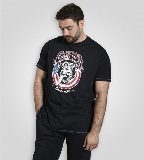 D555 Birkenhead T-Shirt Gas Monkey Garage Navy - Kratke Majice - Moške kratke majice za močnejše postave