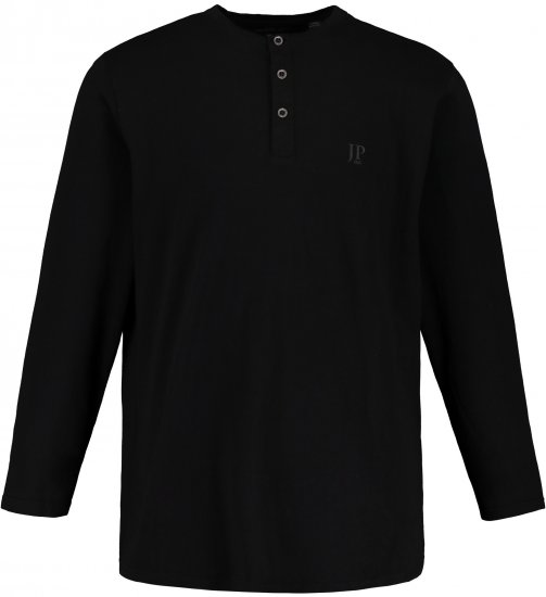 JP1880 Henley T-Shirt Long Sleeve Black TALL - MOŠKA OBLAČILA MT-6XLT - DALJŠI kroji