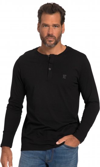 JP1880 Henley T-Shirt Long Sleeve Black TALL - MOŠKA OBLAČILA MT-6XLT - DALJŠI kroji