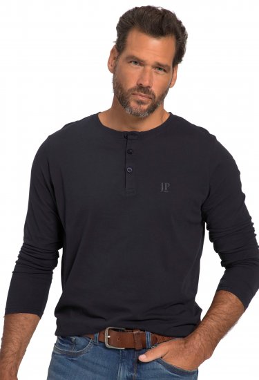 JP1880 Henley T-Shirt Long Sleeve Dark Navy TALL - MOŠKA OBLAČILA MT-6XLT - DALJŠI kroji