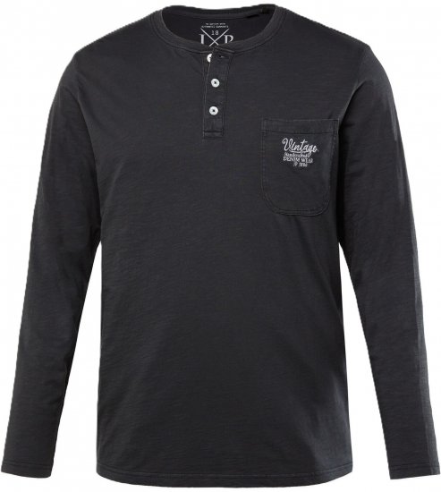 JP1880 T-Shirt Henley Long Sleeve Black TALL - MOŠKA OBLAČILA MT-6XLT - DALJŠI kroji
