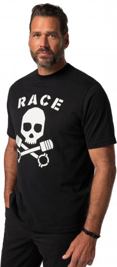 JP1880 T-Shirt Short Sleeve Skull Race Black - Kratke Majice - Moške kratke majice za močnejše postave