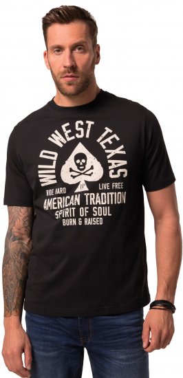 JP1880 T-Shirt 2-Pack Wild West Black And White - Kratke Majice - Moške kratke majice za močnejše postave