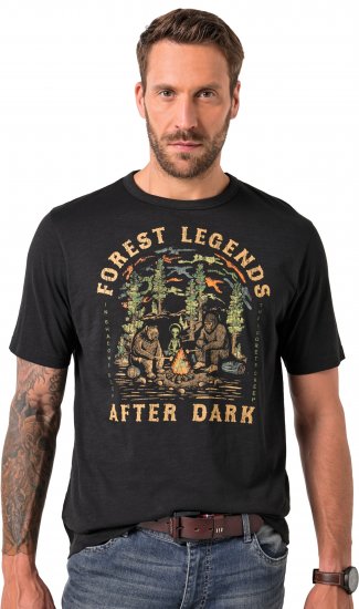 JP1880 T-Shirt Short Sleeve Forest Legends Black - Kratke Majice - Moške kratke majice za močnejše postave