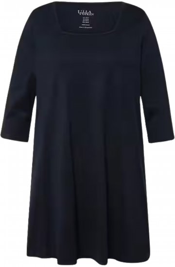 Ulla Popken Square Neckline Knit Swing A-line Pocket Tunic Navy Blue - Majice - 