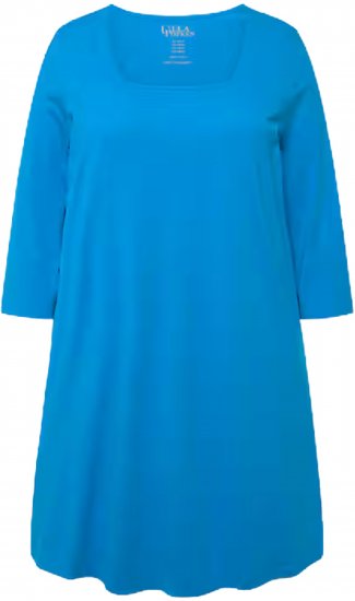 Ulla Popken Square Neckline Knit Swing A-line Pocket Tunic Light Azure - Majice - 