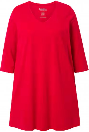 Ulla Popken V-Neck Swing A-line Hem Cotton Knit Tunic Salsa Red - Majice - 