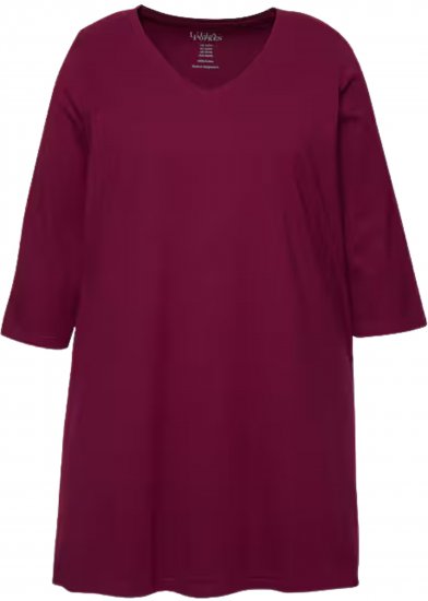 Ulla Popken V-Neck Swing A-line Hem Cotton Knit Tunic Dark Berry - Majice - 