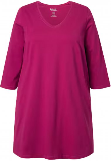 Ulla Popken V-Neck Swing A-line Hem Cotton Knit Tunic Magnolia Red - Majice - 