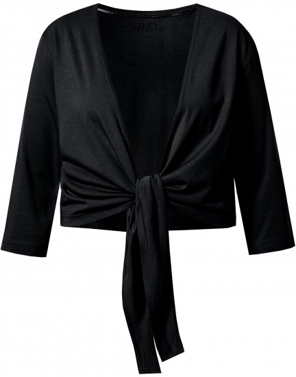 Ulla Popken Versatile Surplice Wrap Tie Hem Bolero Top Black - Majice - 