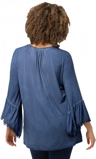 Ulla Popken Trumpet Sleeve Cold Dyed Tee Dove Blue - Natisnjene majice za ženske - 