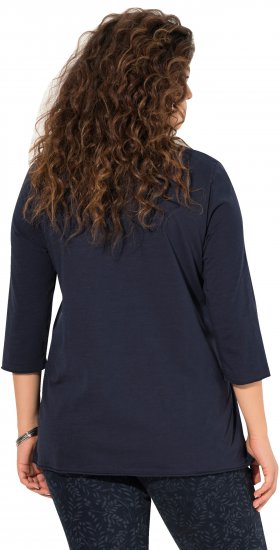 Ulla Popken Peace Love Life 3/4 Sleeve Graphic Tee Navy - Majice - 