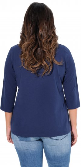 Ulla Popken Floral Graphic V-Neck Tee Ink Blue - Ulla Popken - 