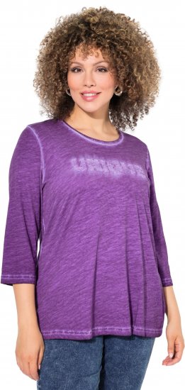 Ulla Popken UNIQUE Embroidered 3/4 Sleeve Tee Purple - Majice - 