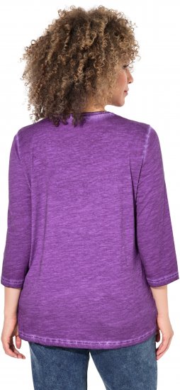 Ulla Popken UNIQUE Embroidered 3/4 Sleeve Tee Purple - Majice - 