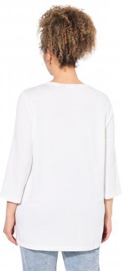 Ulla Popken Casual Mood Floral V-Neck Tee Off-White - Majice - 