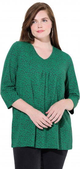 Ulla Popken Floral A-Line 3/4 Sleeve Tee Green - Ulla Popken - 