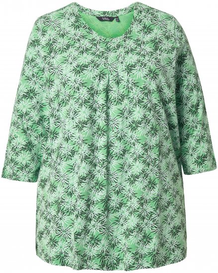 Ulla Popken Graphic Flower A-Line 3/4 Sleeve Tee Apple Green - Majice - 