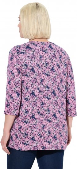 Ulla Popken Graphic Flower A-Line 3/4 Sleeve Tee Pink - Majice - 