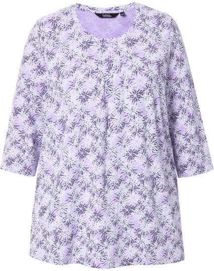 Ulla Popken Graphic Flower A-Line 3/4 Sleeve Tee Lavender - Majice - 