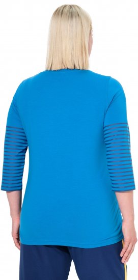 Ulla Popken Paper Boat Print 3/4 Sleeve Tee Pacific Blue - Natisnjene majice za ženske - 