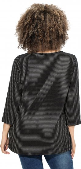 Ulla Popken Glitter Stripe 3/4 Sleeve Tee Anthracite - Natisnjene majice za ženske - 