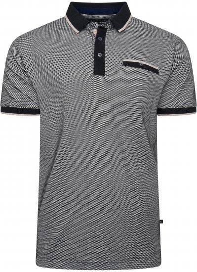 Kam Jeans 5525 Raised Dobby Fabric Polo with Tipping Black - Polo majice - Moške Polo Majice za Močnejše Postave