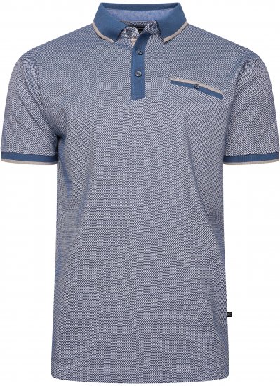 Kam Jeans 5525 Raised Dobby Fabric Polo with Tipping Indigo - Polo majice - Moške Polo Majice za Močnejše Postave