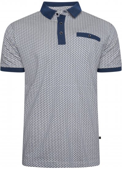 Kam Jeans 5528 AOP Print with Jacquard Collar/Cuffs Polo Navy - Polo majice - Moške Polo Majice za Močnejše Postave