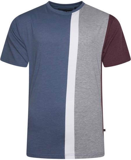 Kam Jeans 5782 Cut and Saw Vertical Stripe Tee Indigo - Kratke Majice - Moške kratke majice za močnejše postave