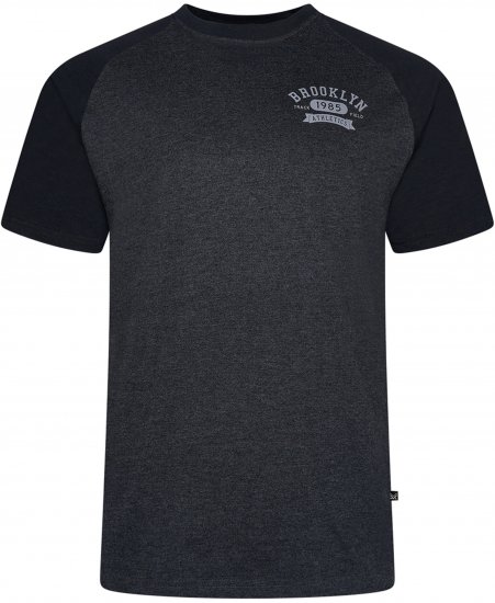 Kam Jeans 5783 Raglan Tee with Brooklyn Chest Print Black - Kratke Majice - Moške kratke majice za močnejše postave