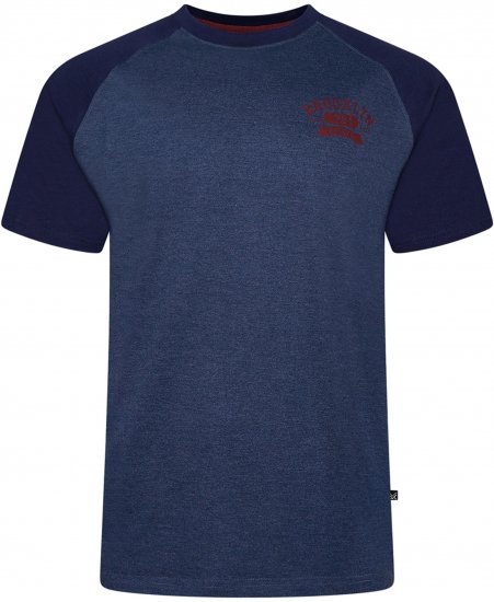 Kam Jeans 5783 Raglan Tee with Brooklyn Chest Print Navy - Kratke Majice - Moške kratke majice za močnejše postave