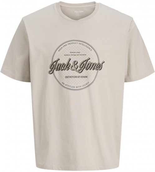 Jack & Jones Dover Denim O-Neck T-Shirt Moonbeam Grey - Kratke Majice - Moške kratke majice za močnejše postave