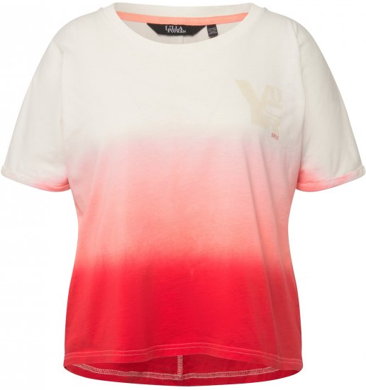 Ulla Popken Dip Dyed Short Sleeve Logo Tee Off-White - Natisnjene majice za ženske - 