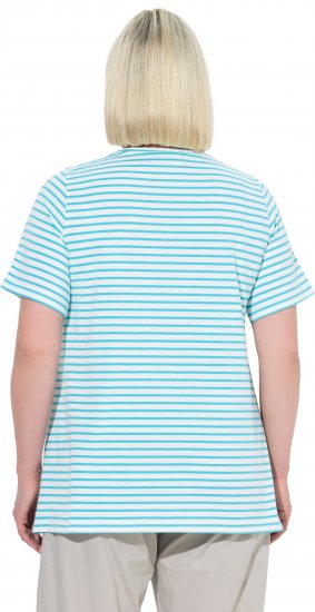 Ulla Popken Palm Tree Embroidered Tee Deep Aqua - Natisnjene majice za ženske - 