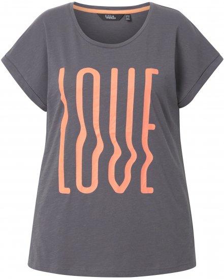 Ulla Popken LOVE Short Sleeve Graphic Tee Graphite Grey - Natisnjene majice za ženske - 