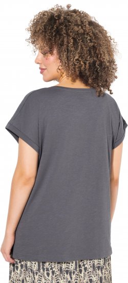 Ulla Popken LOVE Short Sleeve Graphic Tee Graphite Grey - Natisnjene majice za ženske - 