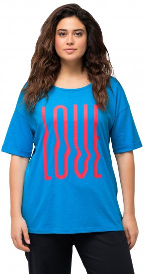 Ulla Popken LOVE Short Sleeve Graphic Tee Sapphire Blue - Natisnjene majice za ženske - 