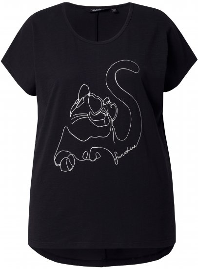 Ulla Popken Metallic Animal Cap Sleeve Graphic Tee Black - Natisnjene majice za ženske - 