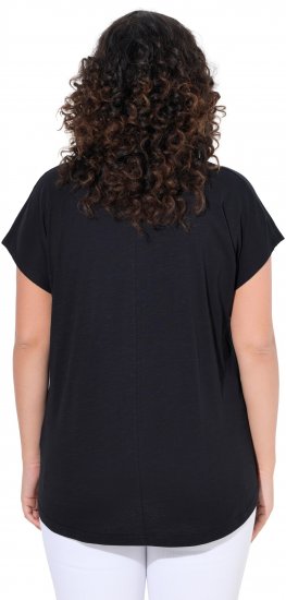 Ulla Popken Metallic Animal Cap Sleeve Graphic Tee Black - Natisnjene majice za ženske - 
