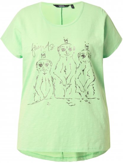 Ulla Popken Metallic Animal Cap Sleeve Graphic Tee Green - Natisnjene majice za ženske - 