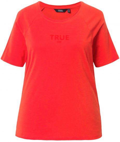 Ulla Popken TRUE Lettering Short Sleeve Tee Neon Red - Natisnjene majice za ženske - 