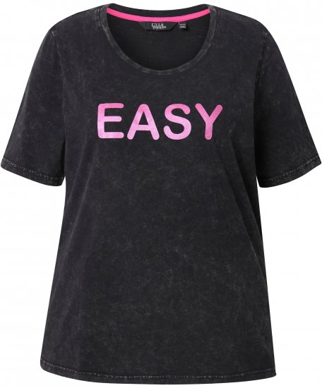 Ulla Popken Easy Short Sleeve Acid Wash Graphic Tee Black - Natisnjene majice za ženske - 