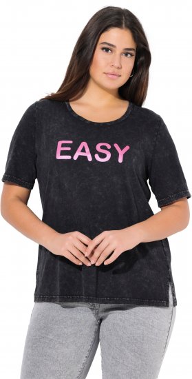 Ulla Popken Easy Short Sleeve Acid Wash Graphic Tee Black - Natisnjene majice za ženske - 